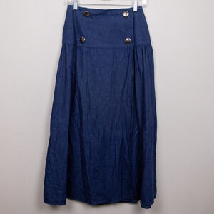 Vintage Roper denim western a-line wrap midi skirt-9/10